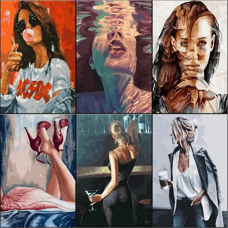 

Figure Painting By Numbers Modern Women DIY Pictures Drawing On Canvas Room Wall Art pintura por números Oil Paint