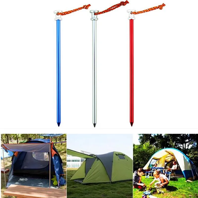 

2Pcs 23cm Aluminum Alloy Tent Pegs with Rope Stake Camping Hiking Equipment Outdoor Traveling Tent Accessories Tent Nails