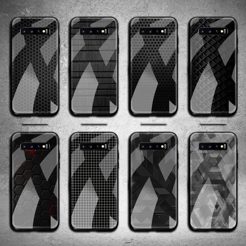 

Black Grid Gentleman Pattern Phone Case Tempered Glass For Samsung S20 Plus S7 S8 S9 S10 Note 8 9 10 Plus