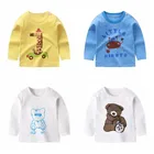 Осенняя одежда для малышей 6, 9, 12, 24 месяца, топы для маленьких девочек, одежда для отдыха, футболки для маленьких мальчиков, хлопковая Детская толстовка с мультяшным рисунком