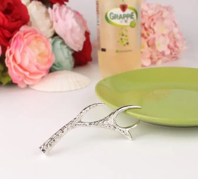 100pcs/lot Wedding Favors Silver Antler Bottle Opener Favor Party Beer In App Bag Event Gift Wholesale | Дом и сад