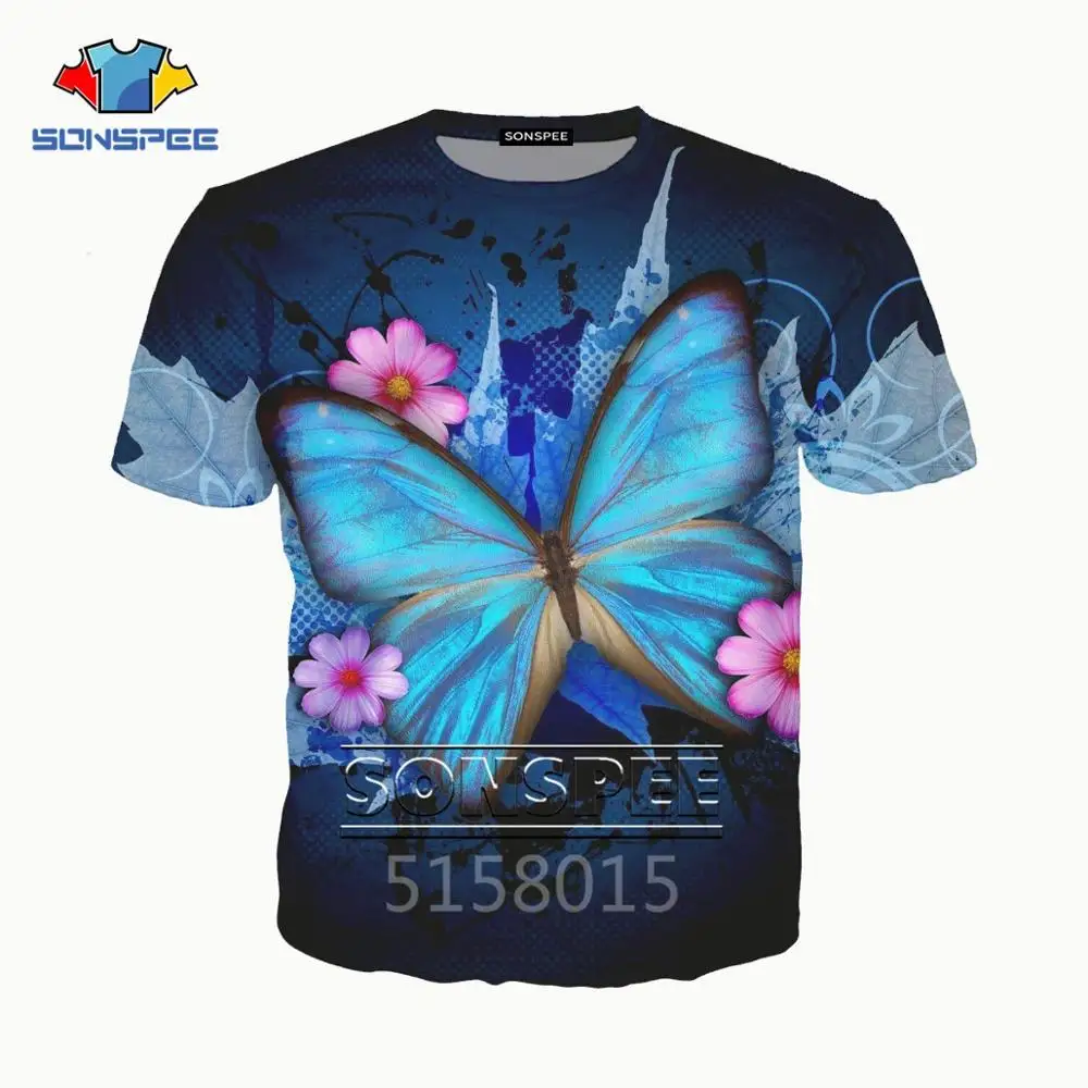 SONSPEE butterfly beauty Harajuku/Мужская и женская одежда с 3D принтом футболка в стиле хип-хоп