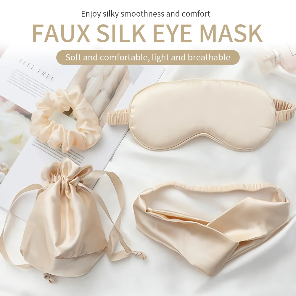 Шелковая маска для сна для женщин и мужчин, для взрослых, расслабляющая мягкая маска для сна, 4 шт. в комплекте, повязки на глаза для здоровья, для путешествий, модная