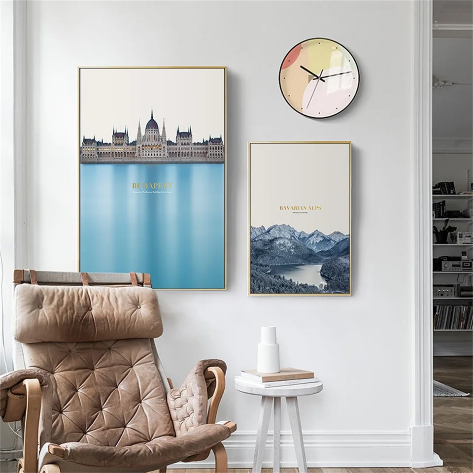 Городское здание плакат пейзаж настенное искусство природа холст живопись фото