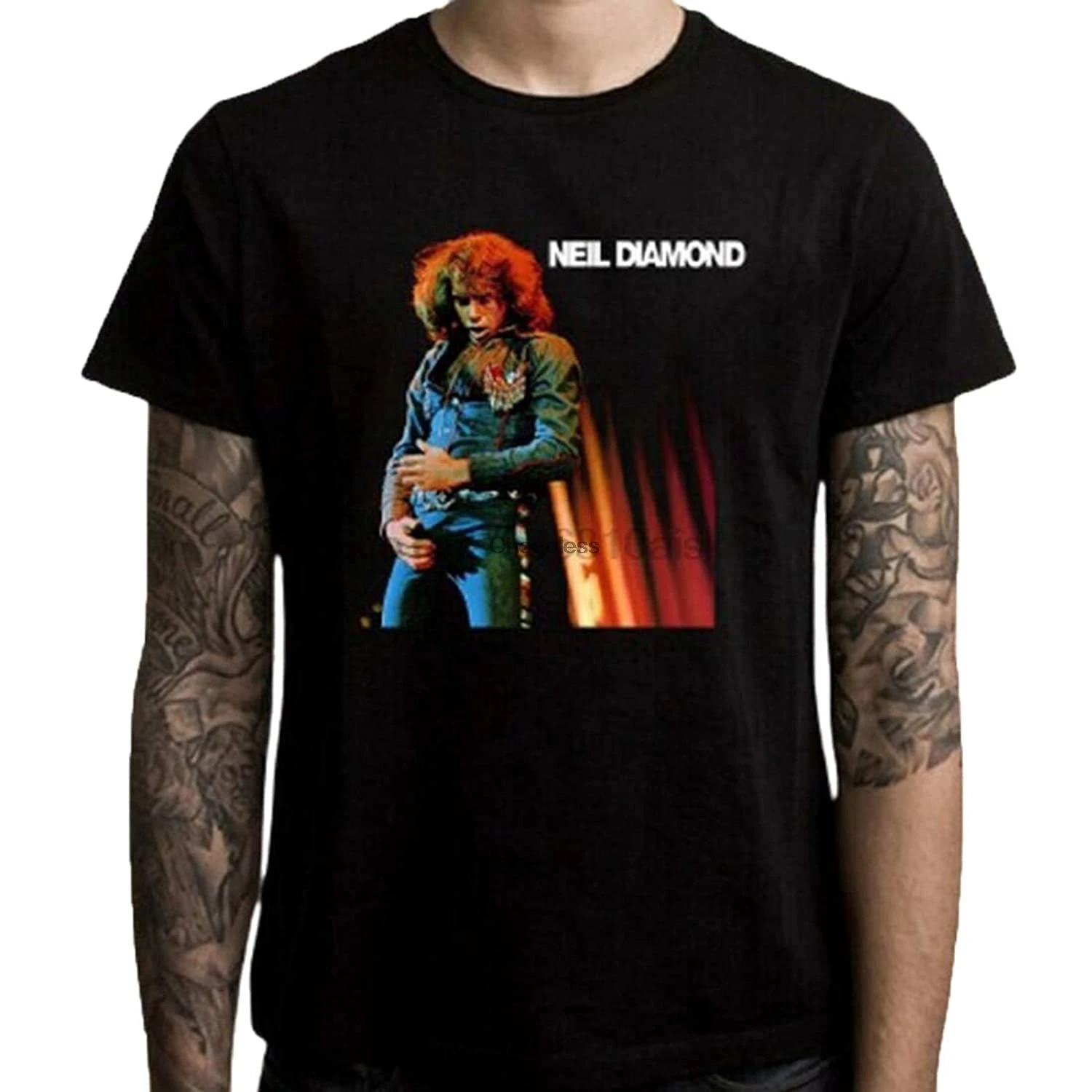 

New neil diamond hot August Night Music Legend Men's Black t Shirt
