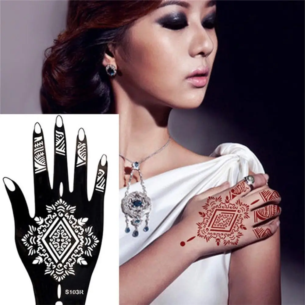 

1pc Temporary Tattoo Stencil Body Art Men Women Indian Template Henna Beauty Tattoo Reuse Pattern Waterproof Sticker I4J2