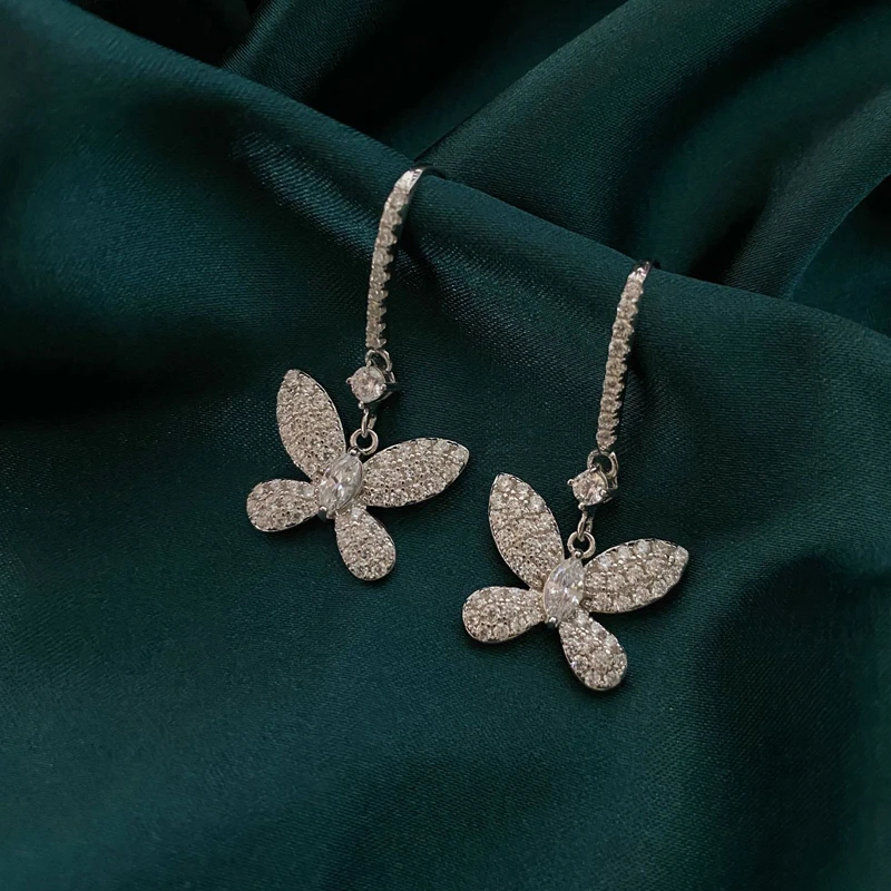 

COSYA 100% 925 Sterling Silver White Butterfly High Carbon Diamond Shining Earrings For Women Wedding party Fine Jewelry Gift