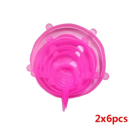 L-12PCS 6/12 шт Многоразовые Силиконовая крышка для еды стрейч Vacuum Seal Обёрточная бумага Кухня организации Пособия по кулинарии Еда держать закрытые крышки дропшиппинг - Цвет: L-12PCS