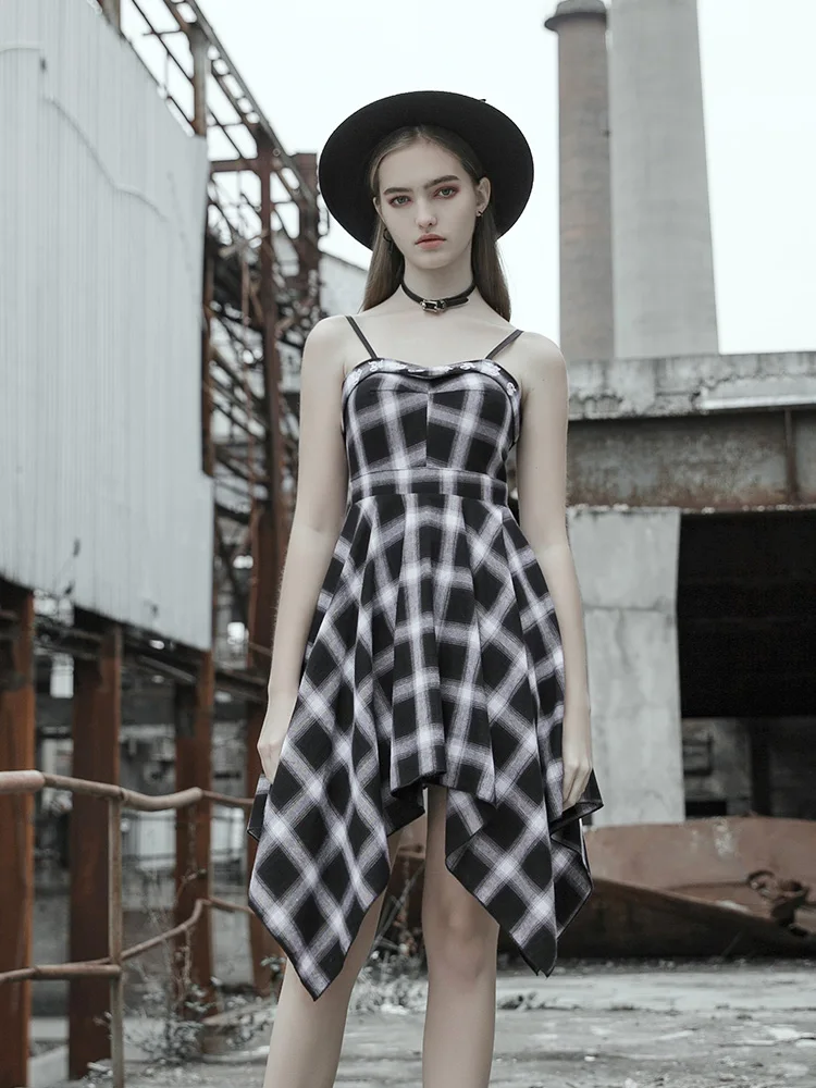 Женское платье на бретельках PUNKRAVE Весенняя длинная юбка с асимметричным поясом