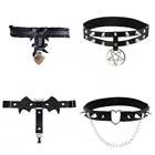 Сексуальные подвязки паб-рок панк-подвязка, кольцо для ног, обвязка на бедра, черные подтяжки из искусственной кожи в форме сердца, винтажные подтяжки для женщин и девушек, ювелирные изделия для тела