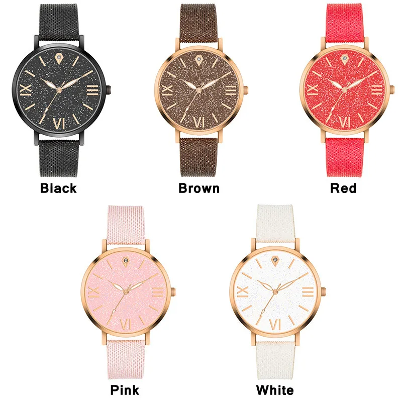 Женские кварцевые часы с кожаным ремешком со стразами | Наручные