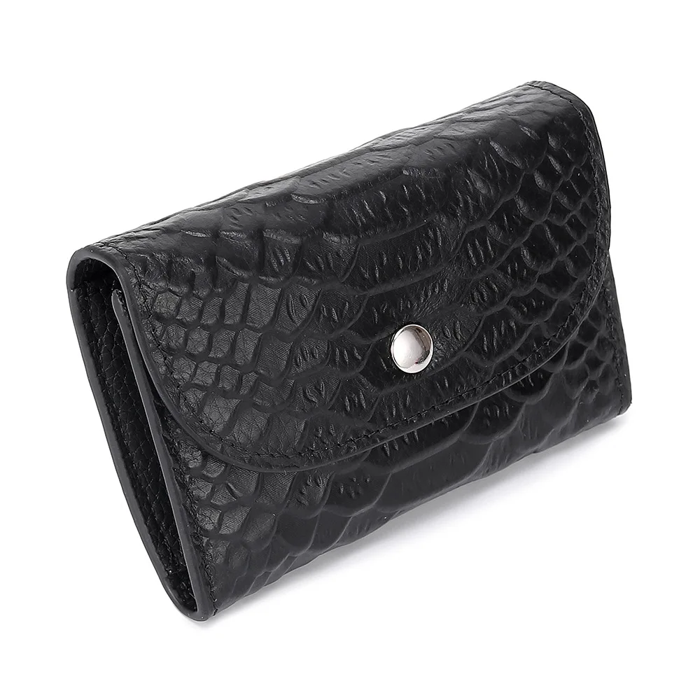 Alligator black Кошелек из натуральной кожи Женский Повседневный простой женский короткий маленький кошелек портмоне держатель для карт мужская сумка для денег с карманом на молнии - Цвет: Alligator black