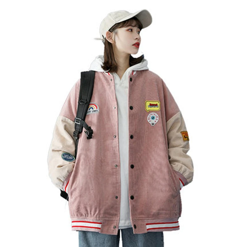

Women's Coat Spring And Autumn Women Jacket Casual Loose Baseball Jacket Patchwork Women's Windbreaker Street Korean Plus Size