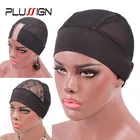 Оптовая продажа, 10 шт.лот, волнистая кепка для женщин, с эластичной регулируемой застежкой для парика, сетчатая купольная Кепка Plussign Bluk
