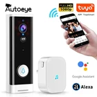 Дверной звонок Autoeye Tuya, 1080P, Wi-Fi, IP-камера, ночное видение, поддержка Alexa, Amazon, Google Home