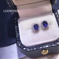 luowend 18k white gold au750 engagement ring sapphire gold rings luxury natural diamond ring for women wedding high quality