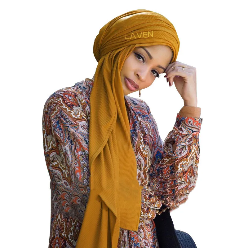 

2020 NEW Muslim Ripple Jersey Hijab Scarf Female Shawls And Wraps Islamic Headscarf Arab Cotton Head Scarf Turban Hejab Stores