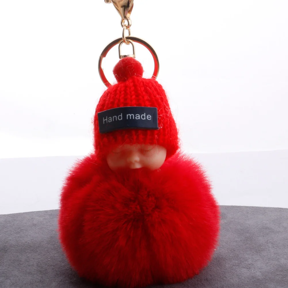 Милый пушистый спальный детский брелок с помпоном из искусственного меха для