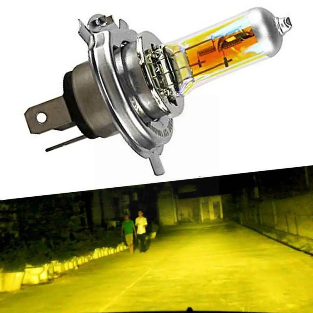 1pc 12V H4 55W Lights Halogen Bulb Yellow Fog High Power auto Headlight 60/55W Source Head Light Car parking Lamp P9V5