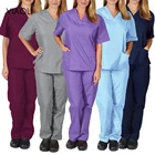 Новинка 2021, высокое качество, оптовая продажа, матовый (топы и брюки), удобный светильник, 10 цветов, однотонный, с коротким рукавом, лабораторный костюм для кормления