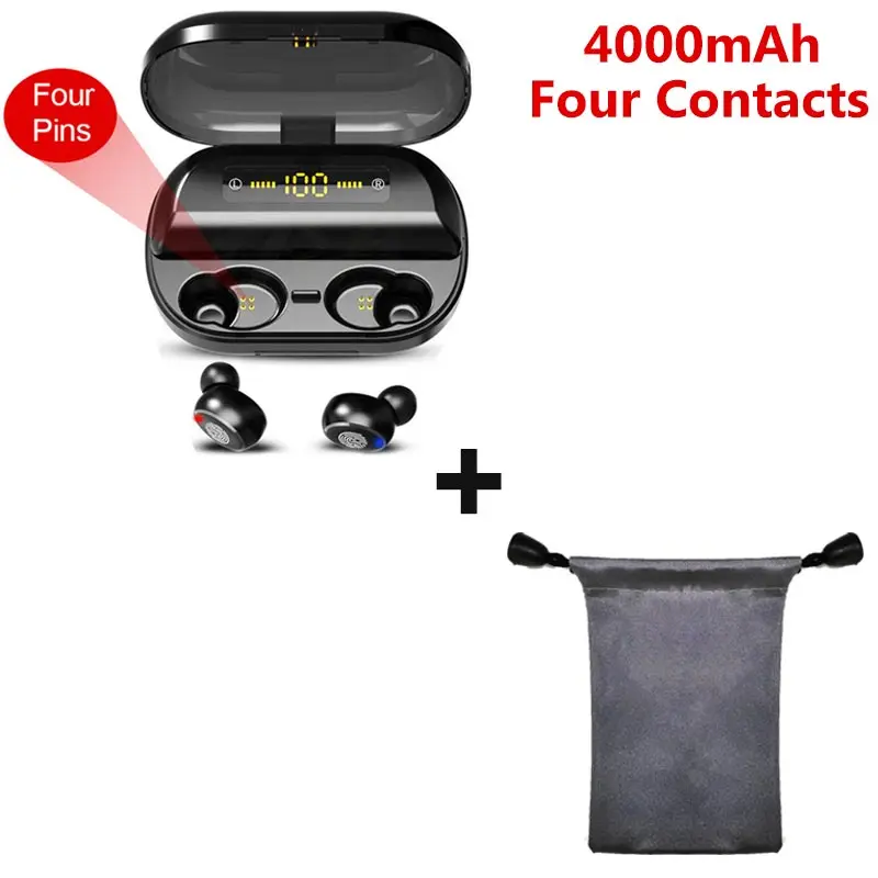 4000mah add bag TWS V11 Bluetooth 5,0 наушники светодиодный дисплей Беспроводные спортивные наушники 9D стерео IPX7 водонепроницаемые наушники с 4000 мАч charing чехол - Цвет: 4000mah add bag