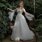 LORIE в богемном стиле с круглым вырезом, аппликациями, кружевом, а-силуэт, расклешенными рукавами, официальное женское пляжное платье невесты 2022