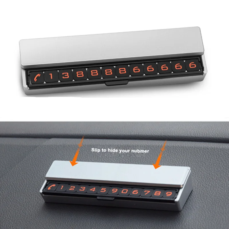 

Hideable Car Temporary Parking Card Plate Car Phone Dual Sides Number Card Telephone Number Card Sticker Auto Accessories