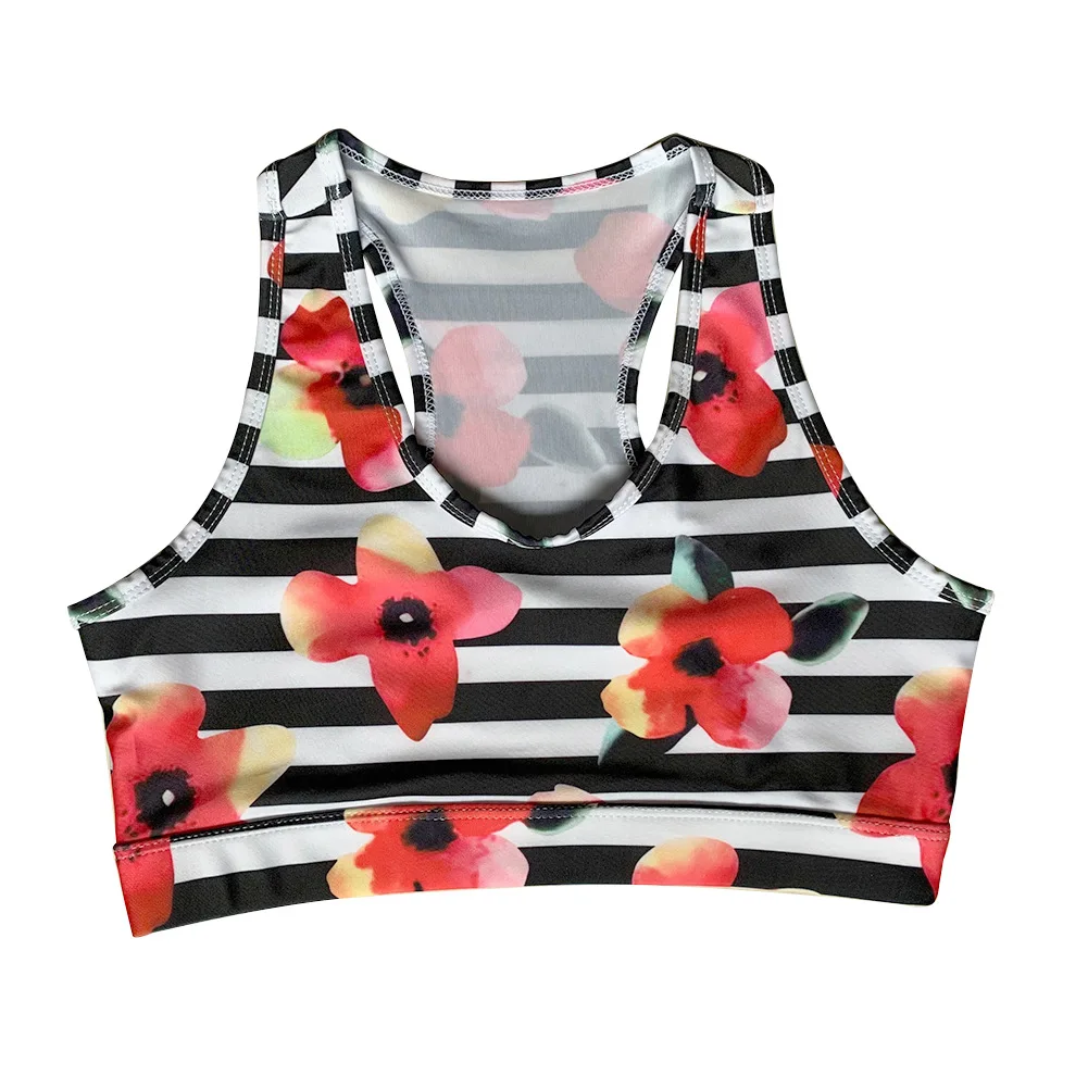 

High-strength shock-proof and no steel ring portable mobile phone women gather quick-drying yoga digital printing sports vest