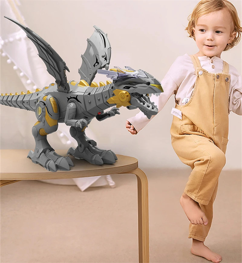 Электрический ходящий Динозавр Дракон механический робот освещение крылья