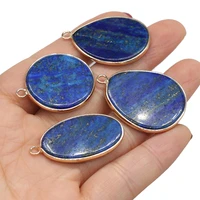 natural lapis lazuli stone pendant round oval warter drop shape reiki healing stone pendant for jewelry making diy necklace