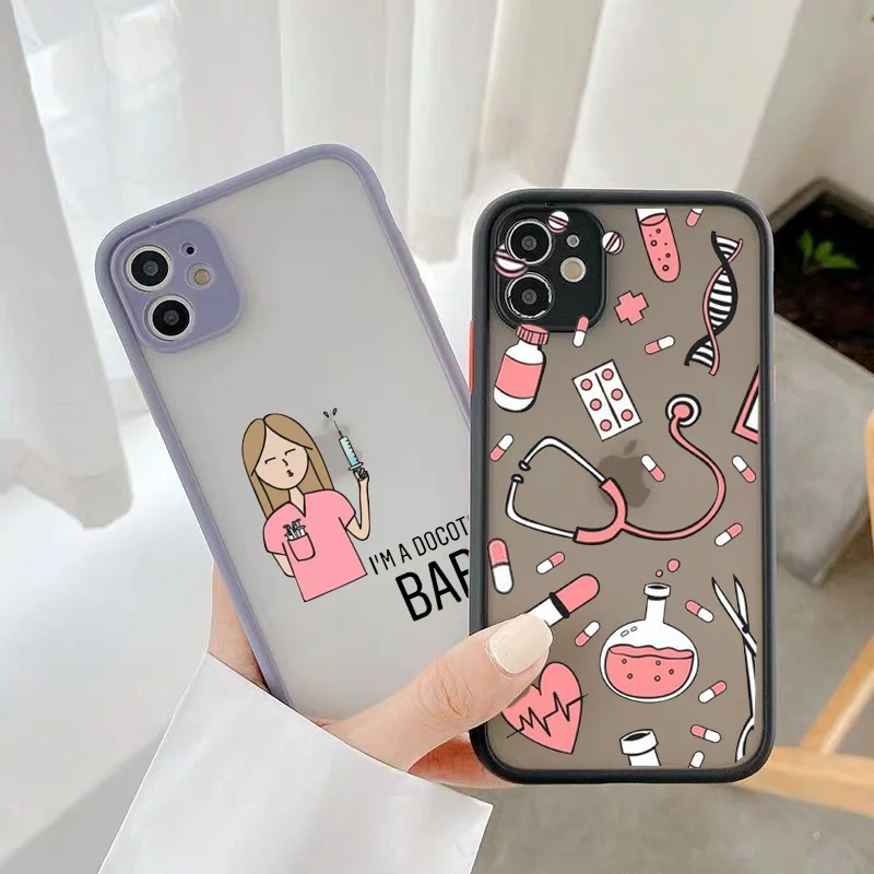 

Cartoon Phone Case For iPhone 11 Pro 12 XS MAX XR SE20 7 8 6 Plus Shockproof Matte Cover Clear Fundas