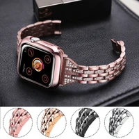 metal strap for apple watch 7 6 5 4 se band 44mm 40mm luxury stainless steel diamond bracelet for iwatch 3 42mm 38mm watchband