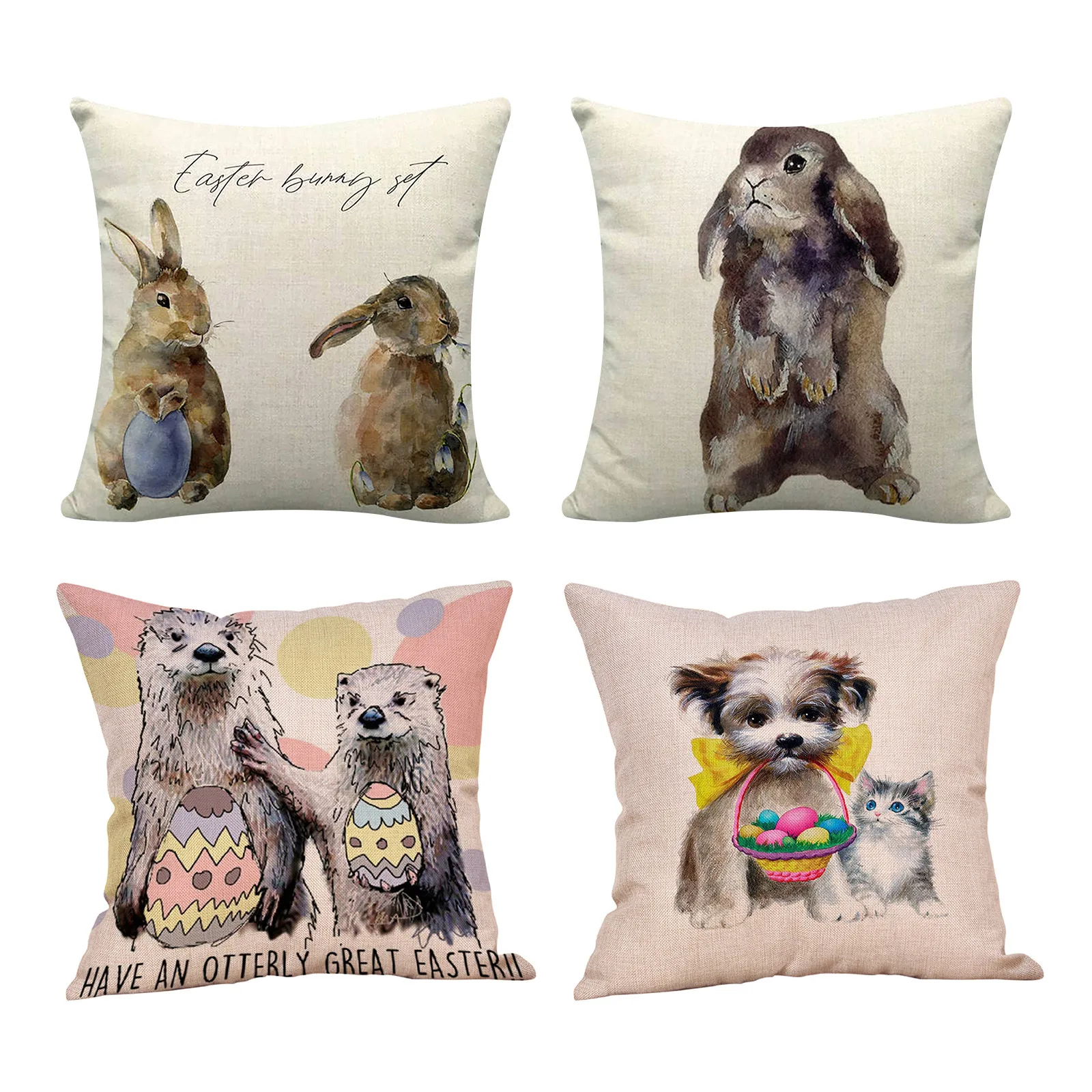 

Easter Day Pillow Cover Sofa Cover Cushion Cover Home Decoration Office Living Room Sofa Book Store Pillowcase 45x45cm Linen