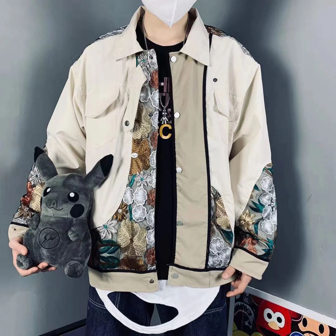 

Сетчатая куртка с вышивкой для инструментов, куртка, Мужская куртка в парном стиле, осенне-зимняя куртка, уличная ветрозащитная Женская кур...