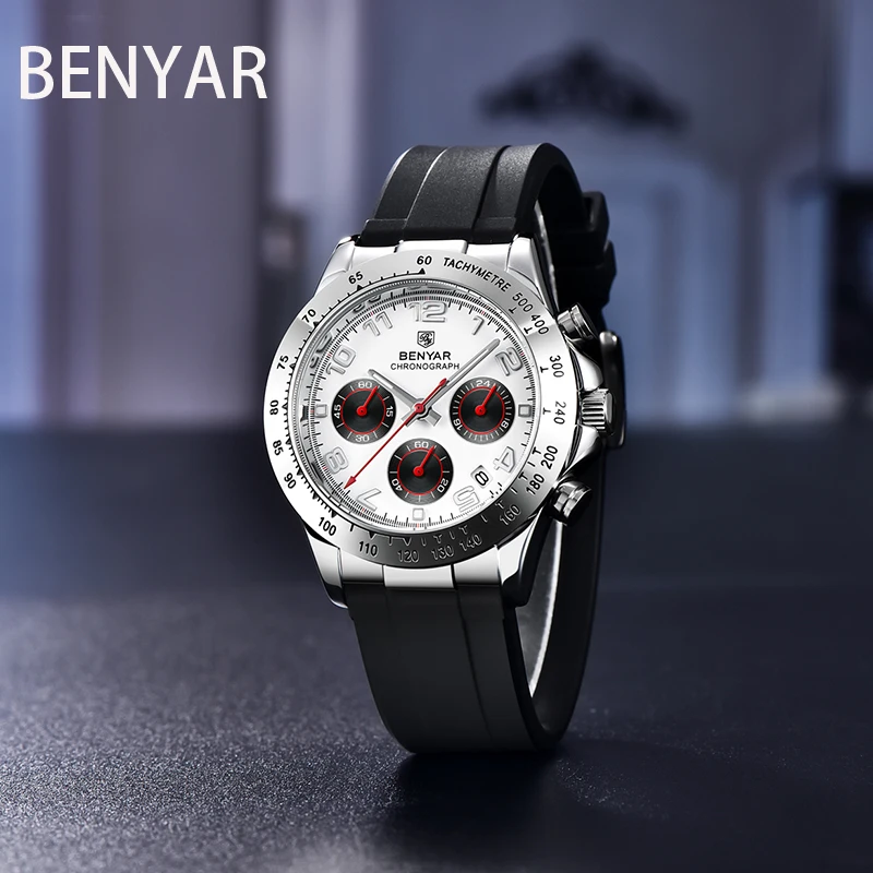 

BENYAR Sports Fashion Watch for Men Top Brand Stainless Steel Chronograph Waterproof Men Quartz Wristwatches Orologio da uomo