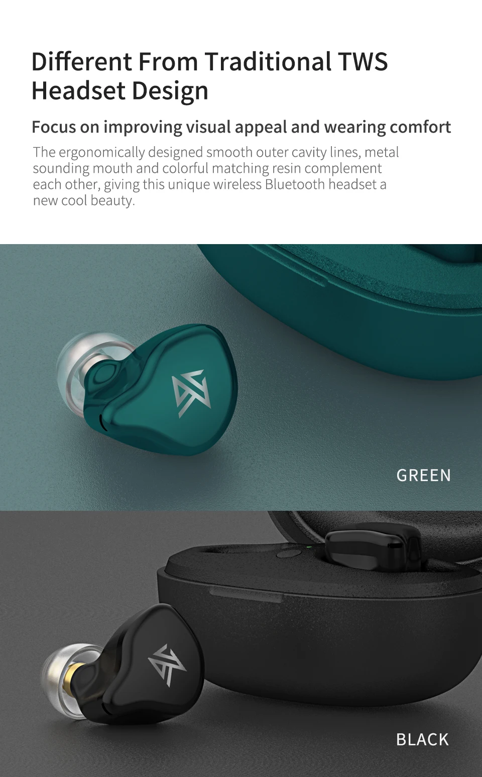 KZ Bluetooth 5,0 S1/S1D TWS Беспроводные наушники с сенсорным управлением, динамические гибридные наушники, гарнитура с шумоподавлением, спортивные наушники