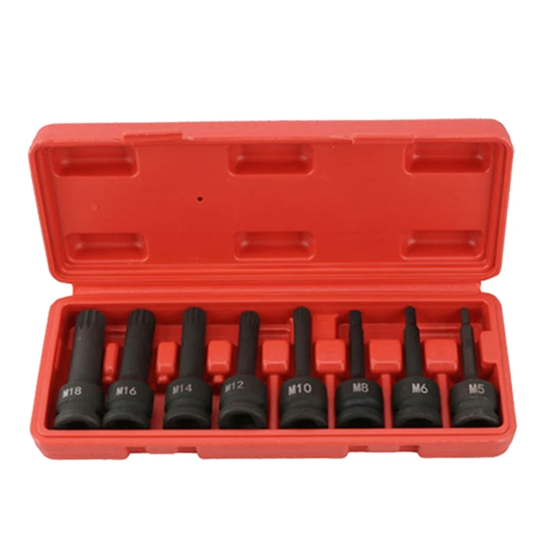 

8Pcs Twelve Angle Sleeve Set Torx Bits Screwdriver Socket Woodworking Drill Tool