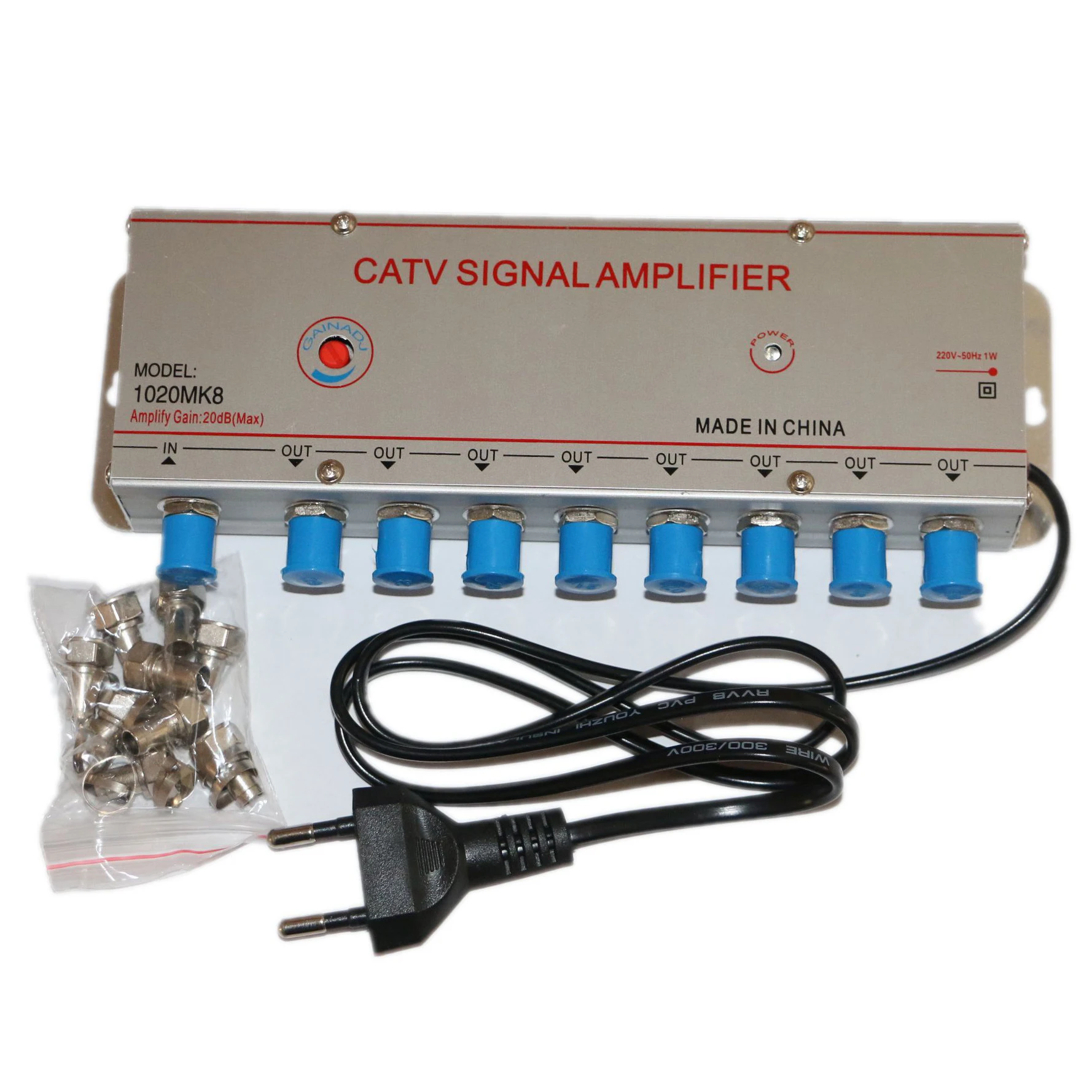 

8 way 20db CATV VCR satellite TV Antenna digital Signal Amplifier Booster Splitter (Eueope Plug)