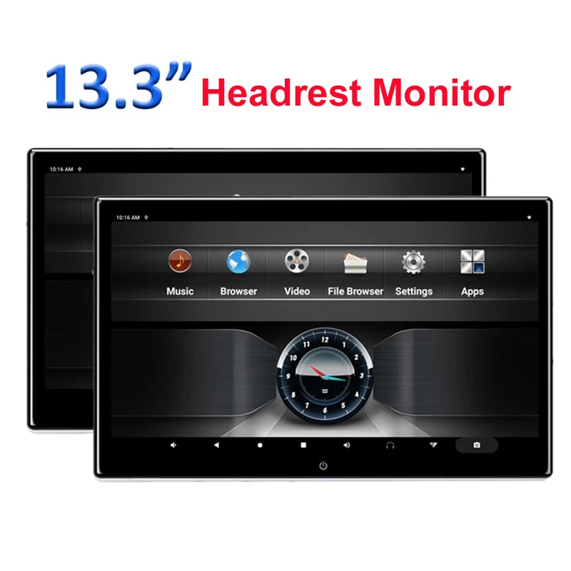 

Android 9.0 Car Headrest Monitor 13.3" IPS 4K 1080P Video DVD Player 2G/32GB Bluetooth FM Miracast WIFI SD HDMI Screen Mirroring