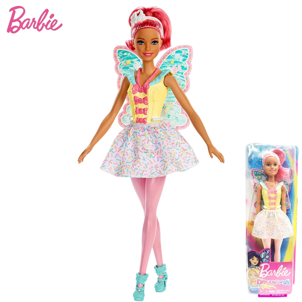 

Original Barbie Dreamtopia Fairy Doll with A Colorful Candy Theme Pink Hair and Wings for Kids Christmas Birthday Gift FXT03