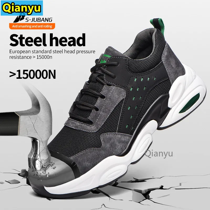 

2021 new light labor protection shoes Pu soft sole anti smashing safety shoes anti piercing work shoes men's shoes
