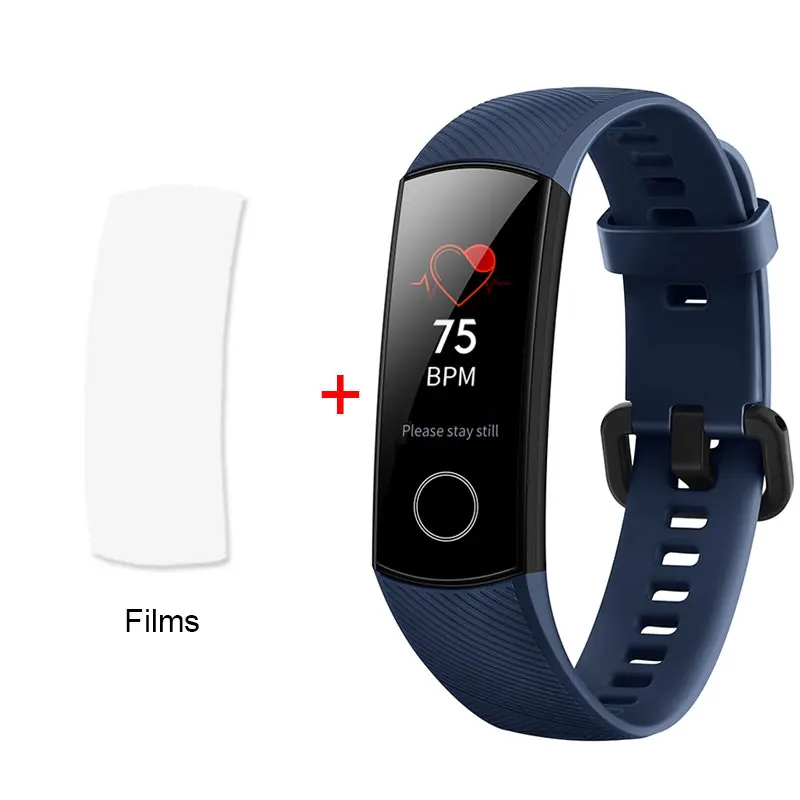 Blue Add Film Honor Band 4 смарт-браслет Amoled цветной 0,9" сенсорный экран для плавания для обнаружения пульса 5ATM водонепроницаемый для сна - Цвет: Blue Add Film