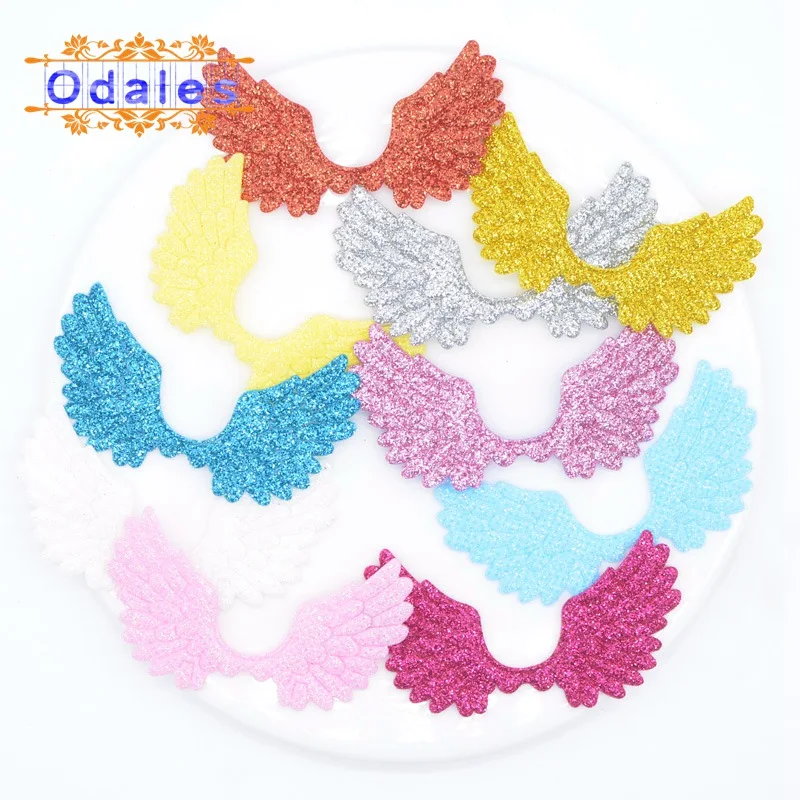 50 шт./лот блестящие толстовка с капюшоном надписью Angel и принтом крылышки ремесла