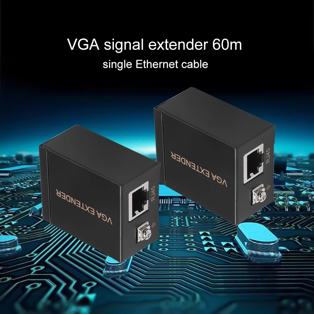 Удлинитель kebidu VGA к RJ45 ретранслятор 1080P от Cat5e/6 до 60 м для ПК ноутбука проектора