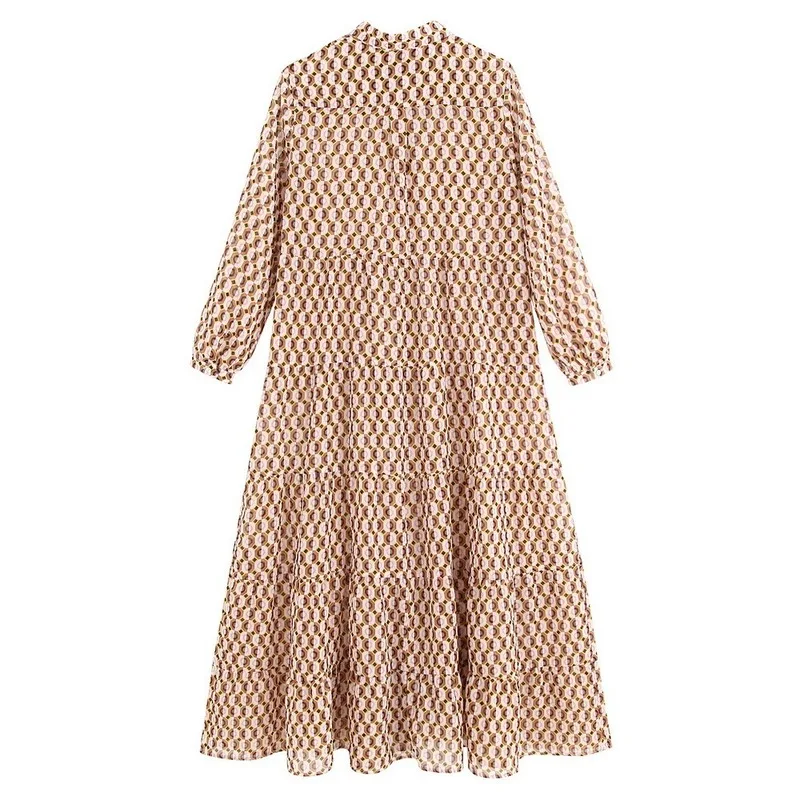 Женское винтажное платье рубашка размера плюс шифоновое с длинным рукавом осень