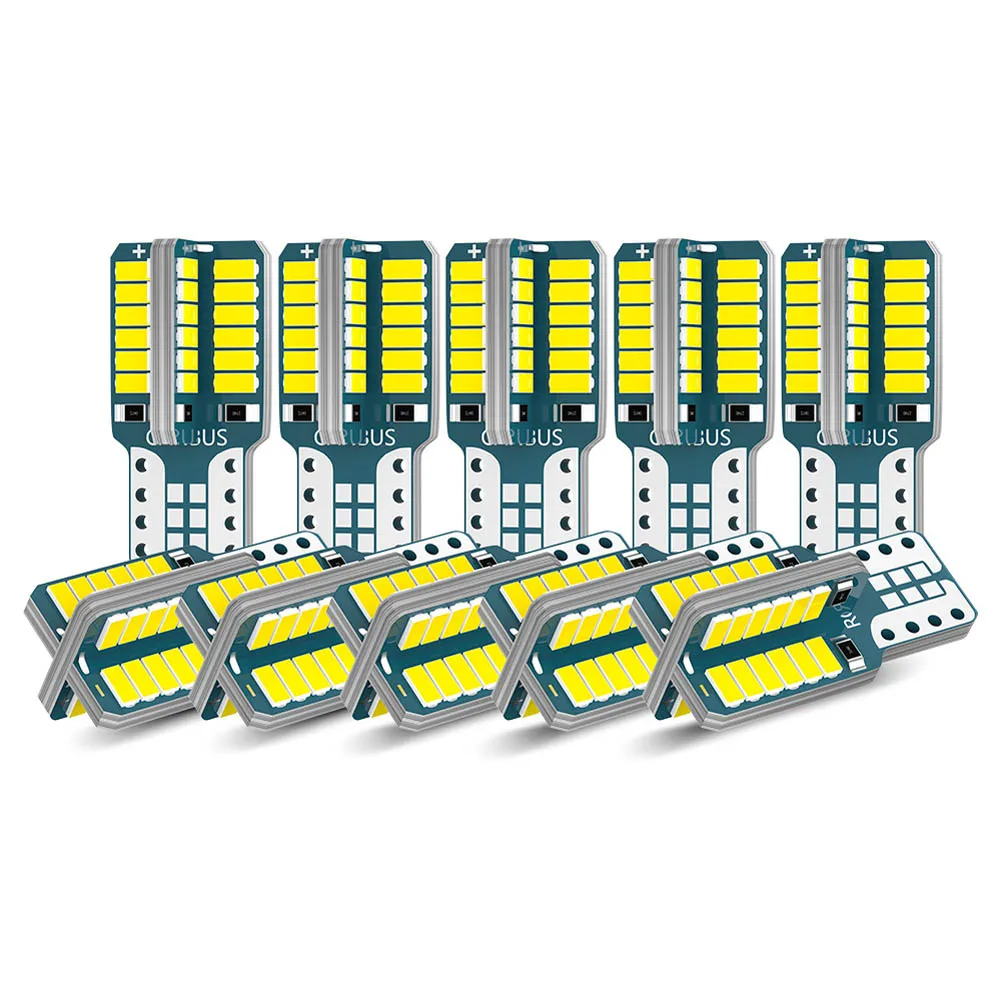 

10Pcs W5W Canbus 48-SMD 168 194 6000K 12V White Car Interior Dome Map Light Clearance Light Non-polar T10 LED Light Bulbs Car