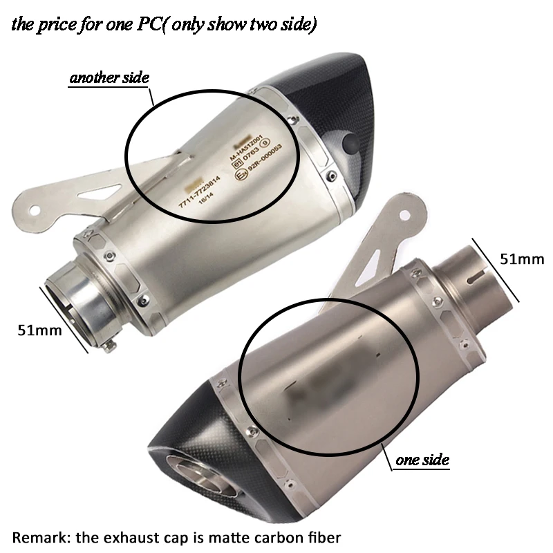 51MM EMARK 51 мм 60 мм 65 мм глушитель мотоцикла с DB Killer Slip on для S1000R 2010- S1000RR- с кодом E-mark - Цвет: 51MM EMARK