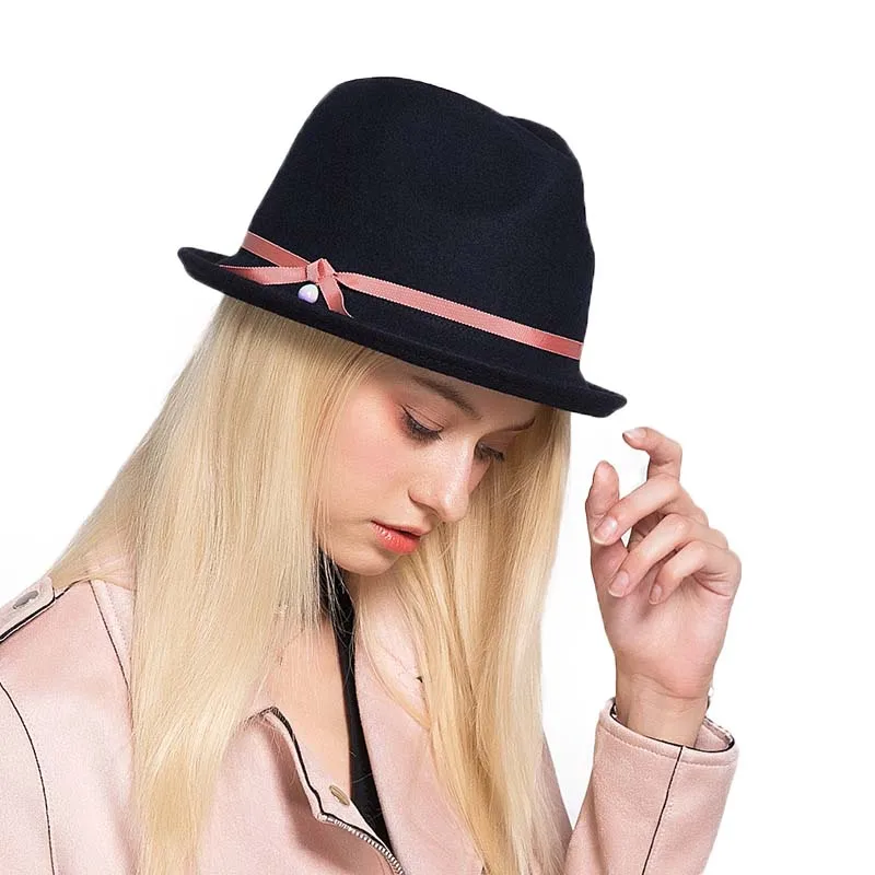 Новая шерстяная шляпа с плоской подошвой для женщин фетровая широкими полями