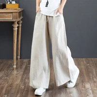 high waist wide leg pants women linen pants plus size clothing for women vintage ladies loose baggy trousers casual