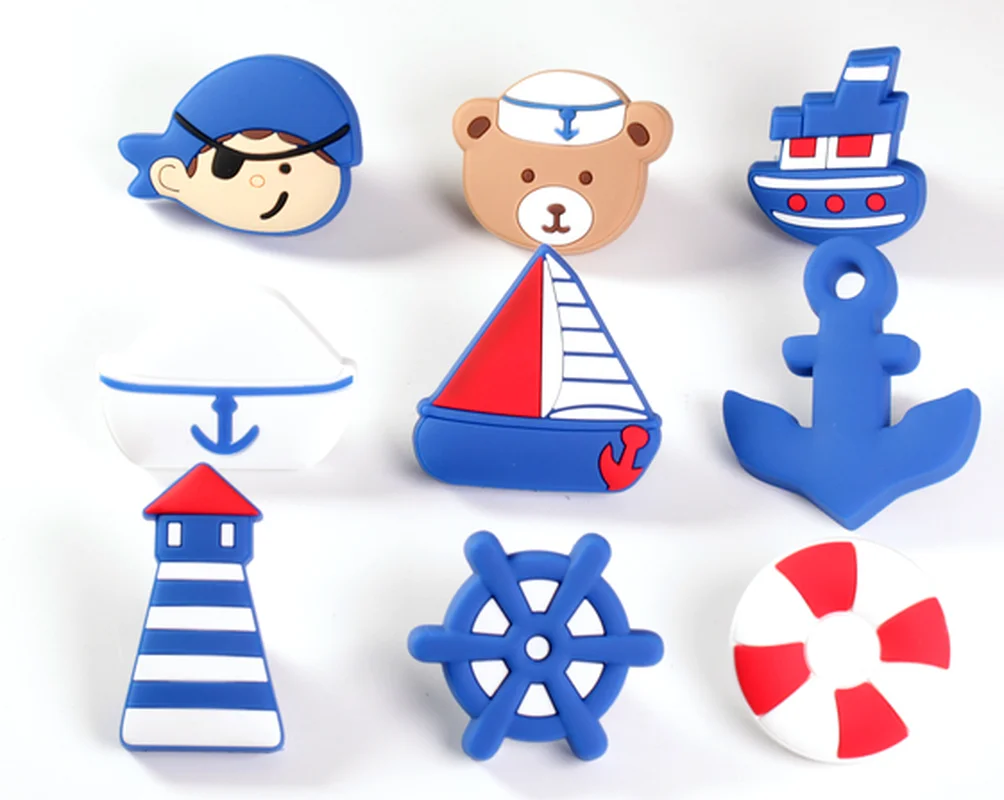 

1PCS Cartoon Soft Rubber Cabinet Handles Nautical Series Knobs Style Children Room Drawer Door Pulls Furniture Hardware